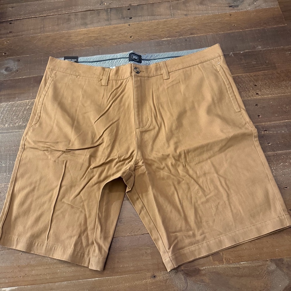 Men's Brown Flat Front Shorts